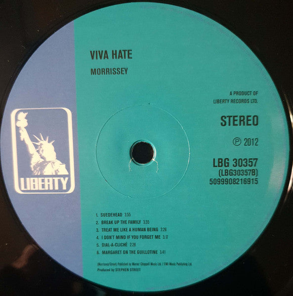Morrissey : Viva Hate (LP, Album, RE, RM, S/Edition, Gat)