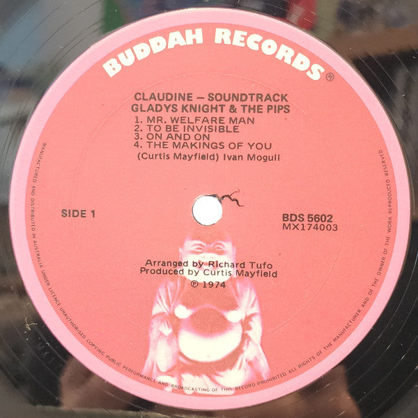 Gladys Knight & The Pips* : Singing The Original Motion Picture Soundtrack:  Claudine (LP, Album)