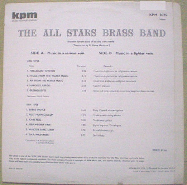 The All Stars Brass Band Conducted By Harry Mortimer : Music In A Serious Vein / Music In A Lighter Vein (LP)