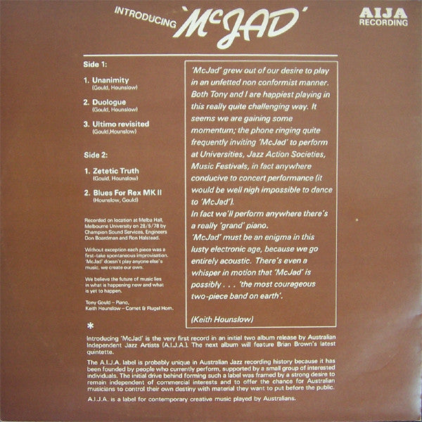 McJAD* : Introducing 'McJAD' (LP, Album)