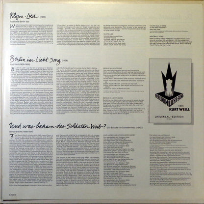 Teresa Stratas, Kurt Weill : The Unknown Kurt Weill (LP, Album)