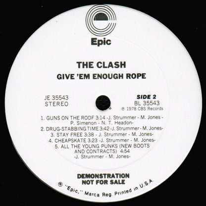 The Clash : Give 'Em Enough Rope (LP, Album, Promo, Ter)