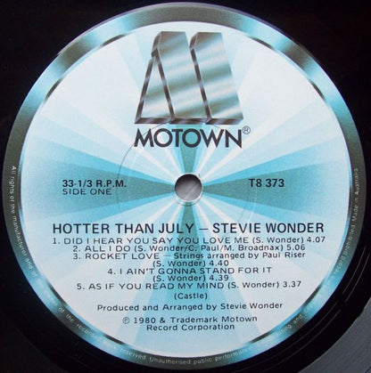 Stevie Wonder : Hotter Than July (LP, Album, Gat)