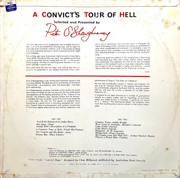 Peter O'Shaughnessy : A Convict's Tour Of Hell (LP, Album, Fli)
