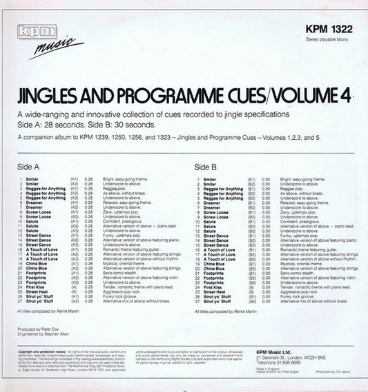 Remé Martin : Jingles And Programme Cues / Volume 4 (LP)