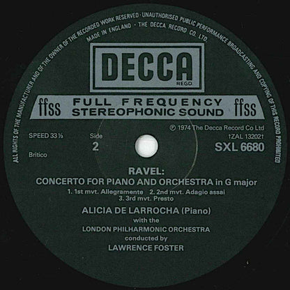 Maurice Ravel, Gabriel Fauré, Alicia De Larrocha, London Philharmonic Orchestra, Lawrence Foster, Rafael Frühbeck De Burgos : Concerto For The Left Hand / Concerto For Piano And Orchestra / Fantaisie For Piano And Orchestra (LP, RP)