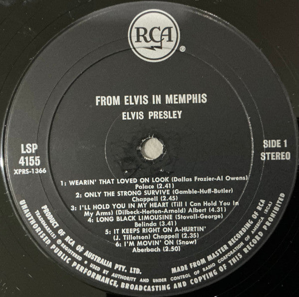 Elvis Presley : From Elvis In Memphis (LP, Album, Bla)