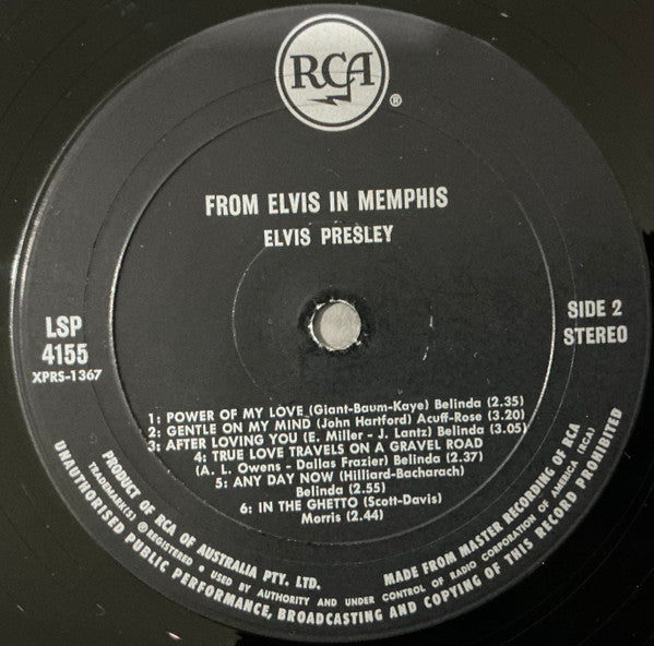 Elvis Presley : From Elvis In Memphis (LP, Album, Bla)