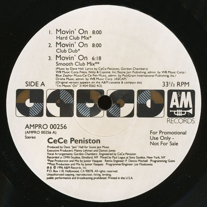 Ce Ce Peniston : Movin' On (2x12", Single, Promo)