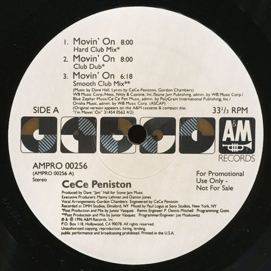 Ce Ce Peniston : Movin' On (2x12", Single, Promo)