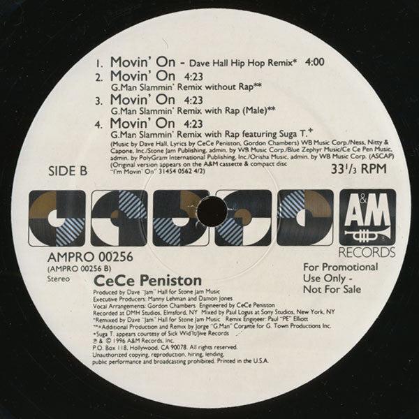 Ce Ce Peniston : Movin' On (2x12", Single, Promo)