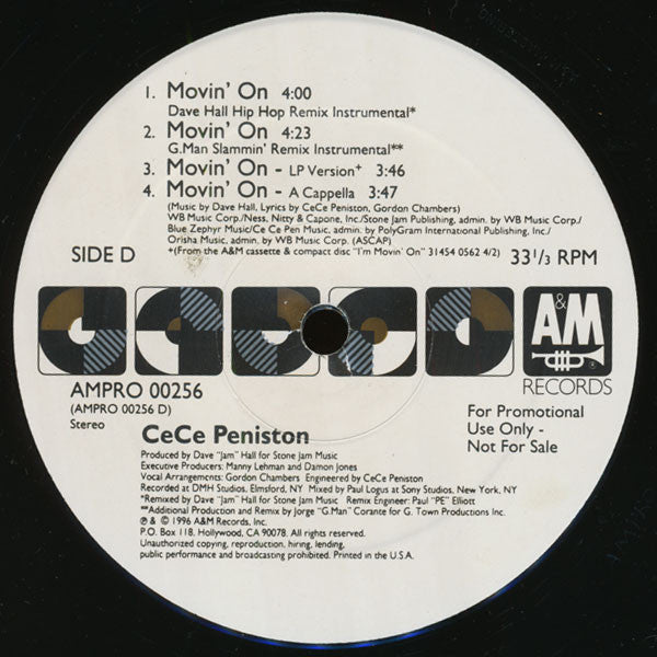 Ce Ce Peniston : Movin' On (2x12", Single, Promo)