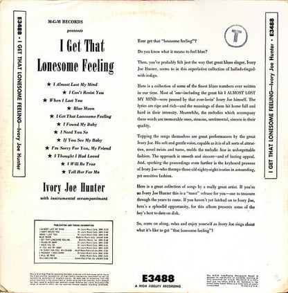 Ivory Joe Hunter : I Get That Lonesome Feeling (LP, Album, Mono)