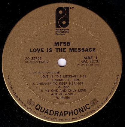 MFSB : Love Is The Message (LP, Album, Quad, Pit)