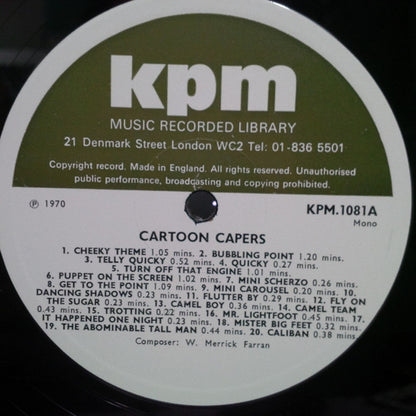 William Merrick Farran : Cartoon Capers - Typical Cartoon And Animation Set (LP, Album, Mono)