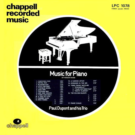 Paul Dupont And His Trio : Music For Piano By Roger Webb (LP, Album)