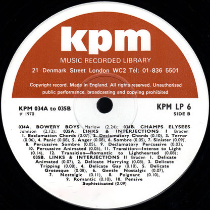 Various : KPM 031A-035B (LP, Comp)