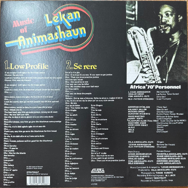 Lekan Animashaun : Low Profile (LP, RE)