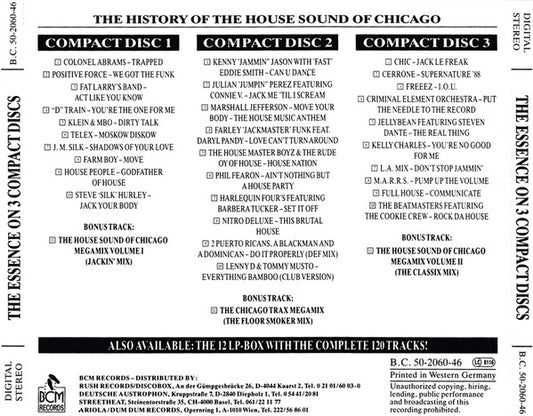 Various : The History Of The House Sound Of Chicago (...From The Very Beginning...) (The Essence On Compact Disc) (3xCD, Comp)