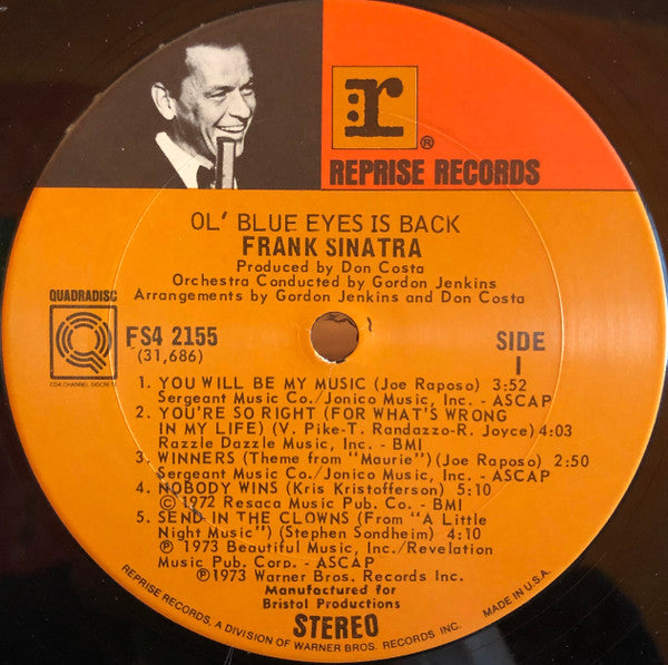 Frank Sinatra : Ol' Blue Eyes Is Back (LP, Album, Quad, Gat)