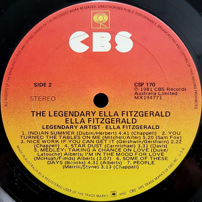 Ella Fitzgerald : The Legendary Ella Fitzgerald - 15 Legendary Performances (Live) (LP, Comp)