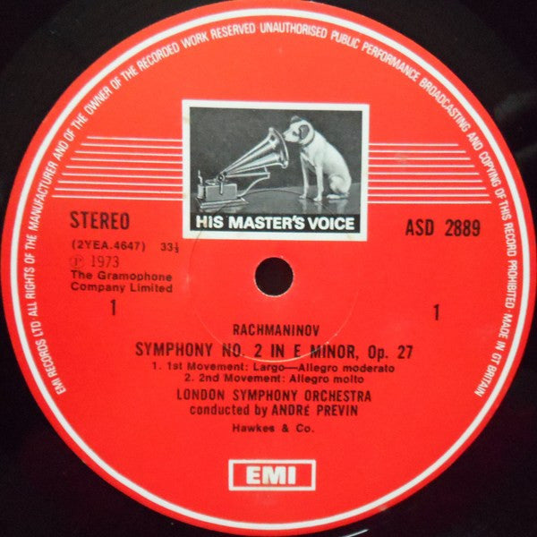 André Previn Conducts London Symphony Orchestra / Sergei Vasilyevich Rachmaninoff : 2nd Symphony (Complete Version) (LP, RE)