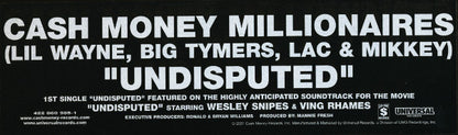 Cash Money Millionaires : Undisputed (12", Single)