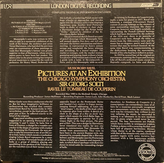 Modest Mussorgsky - Maurice Ravel, Chicago Symphony Orchestra, Georg Solti : Pictures At An Exhibition / Le Tombeau De Couperin (LP)