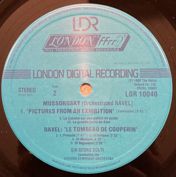 Modest Mussorgsky - Maurice Ravel, Chicago Symphony Orchestra, Georg Solti : Pictures At An Exhibition / Le Tombeau De Couperin (LP)