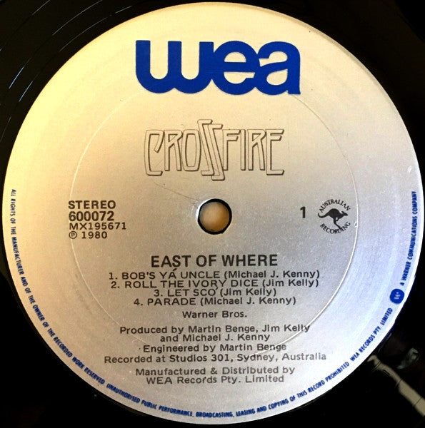 Crossfire (9) : East Of Where (LP, Album)