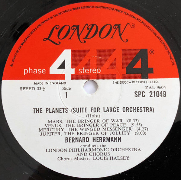 Gustav Holst - Bernard Herrmann, London Philharmonic Orchestra : The Planets (LP, Album, Gat)