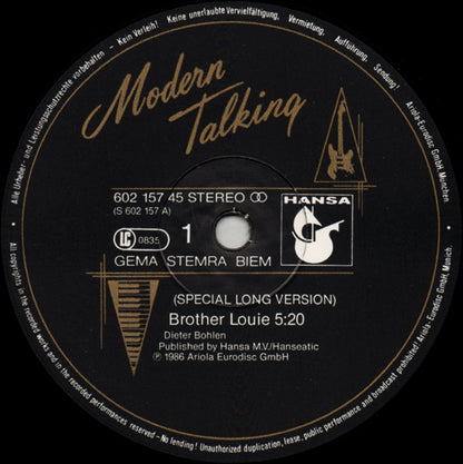 Modern Talking : Brother Louie (Special Long Version) (12", Maxi)