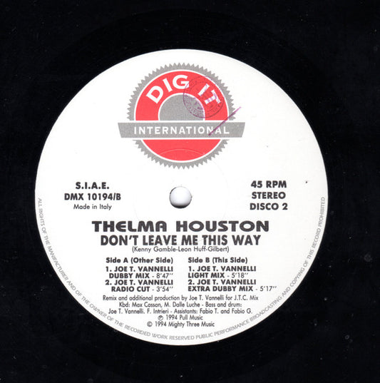 Thelma Houston : Don't Leave Me This Way (Remix) (12", Dis)
