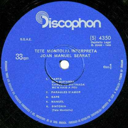 Tete Montoliu : Interpreta A Serrat (LP, Album, RP, Gat)