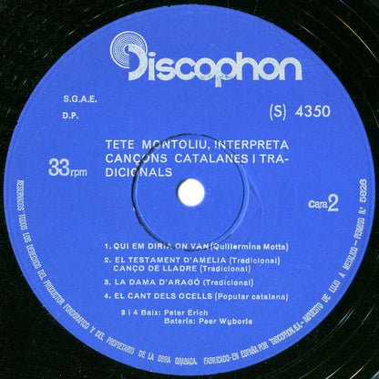 Tete Montoliu : Interpreta A Serrat (LP, Album, RP, Gat)