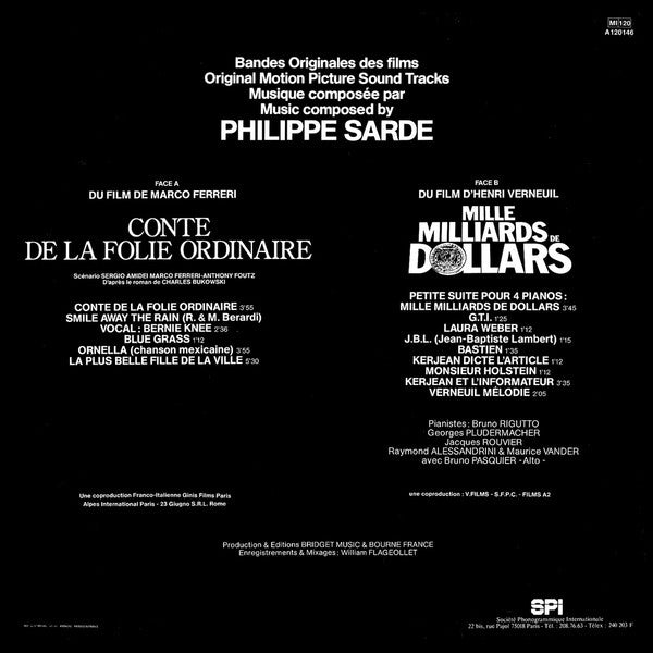 Philippe Sarde : Mille Milliards De Dollars / Conte De La Folie Ordinaire (Bandes Originales Des Films) (LP, Album)