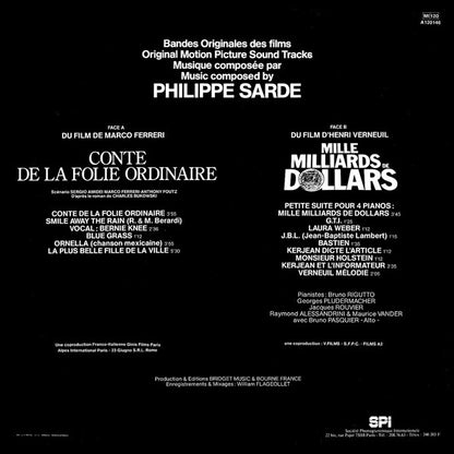 Philippe Sarde : Mille Milliards De Dollars / Conte De La Folie Ordinaire (Bandes Originales Des Films) (LP, Album)