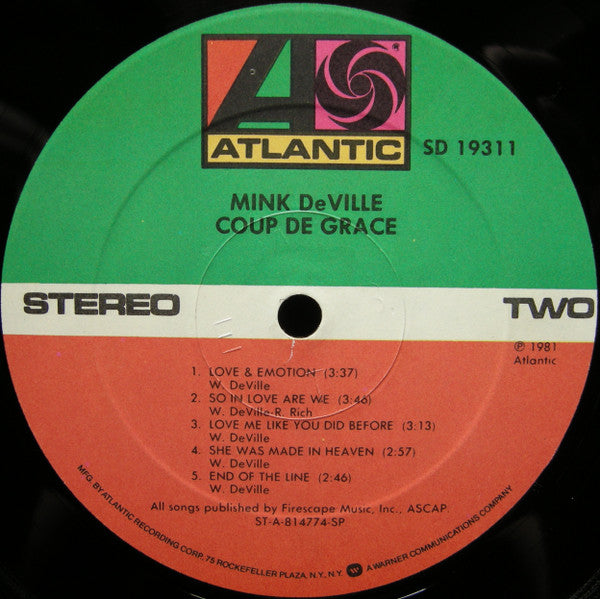 Mink DeVille : Coup De Grâce (LP, Album, Spe)