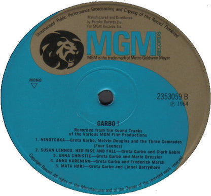 Greta Garbo : Garbo! (LP, Comp, Mono, RE)