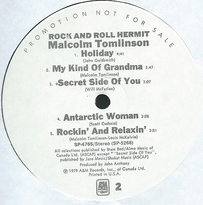 Malcolm Tomlinson : Rock And Roll Hermit (LP, Album, Promo)