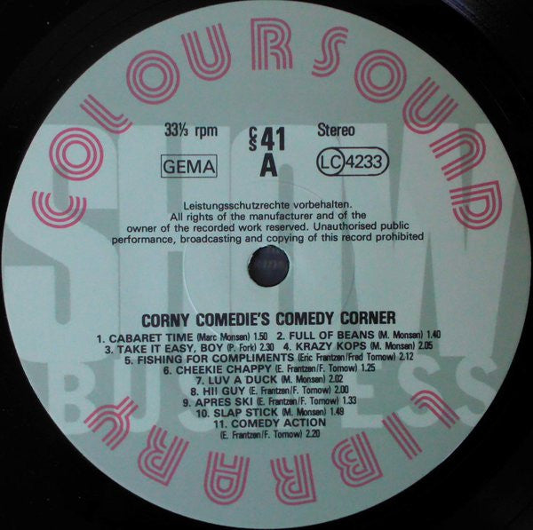 No Artist : Corny Comedie's Comedy Corner (LP)
