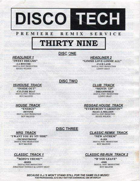 Various : DiscoTech ThirtyNine (3x12", Comp, Promo)