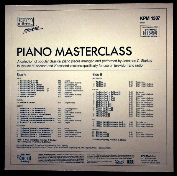 Jonathan Starkey : Piano Masterclass (LP)