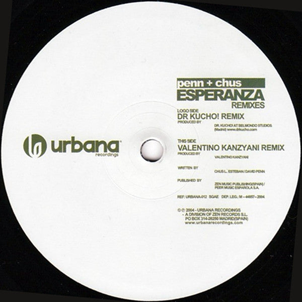 DJ Chus & David Penn : Esperanza (Remixes) (12", Maxi)