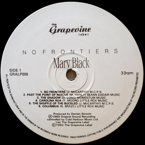 Mary Black : No Frontiers (LP, Album, RE)