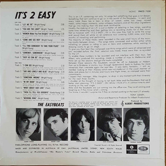 The Easybeats : It's 2 Easy (LP, Album, Mono)