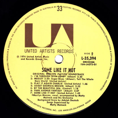 Various : Some Like It Hot (Original Music From The Motion Picture Sound Track) (LP, Album)