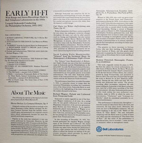 Leopold Stokowski Conducting The Philadelphia Orchestra : Early Hi-Fi (LP, Mono)