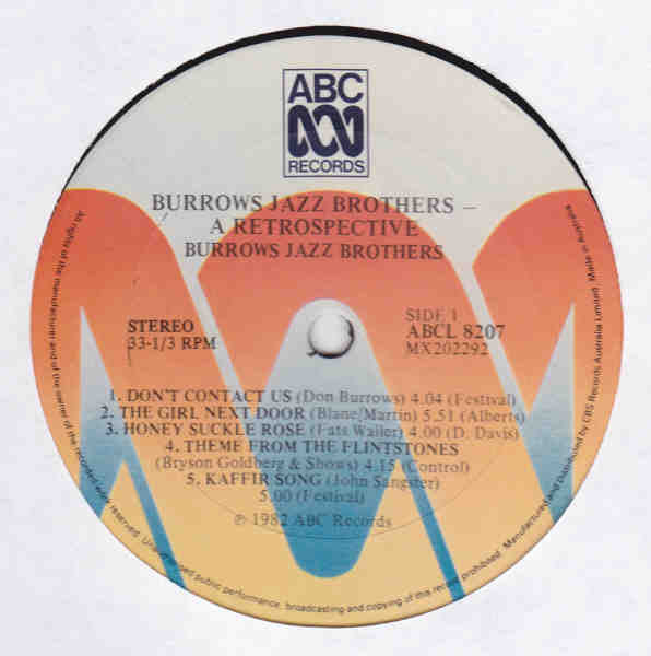 Don Burrows : Burrows' Jazz Brothers - A Retrospective (LP, Album)