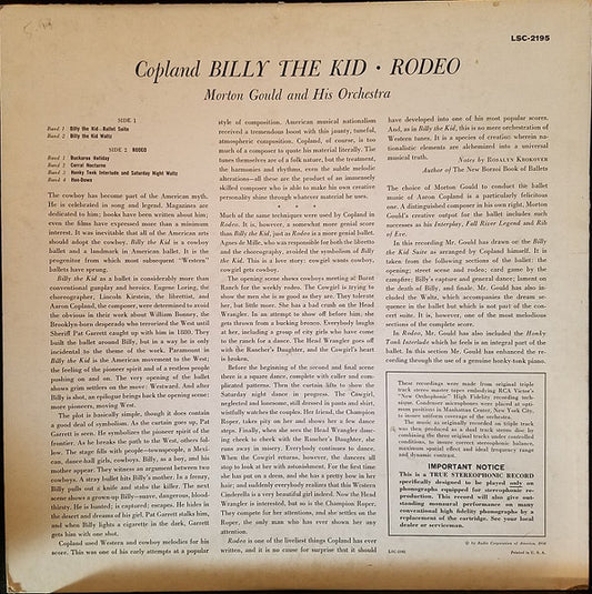Morton Gould And His Orchestra, Copland* : Billy The Kid / Rodeo (LP, Album, Ind)